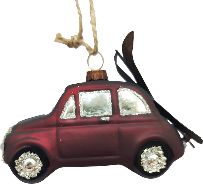 Bilde av Snøfjell Ornament (Burgunder 4.5x5.5cm Glass)