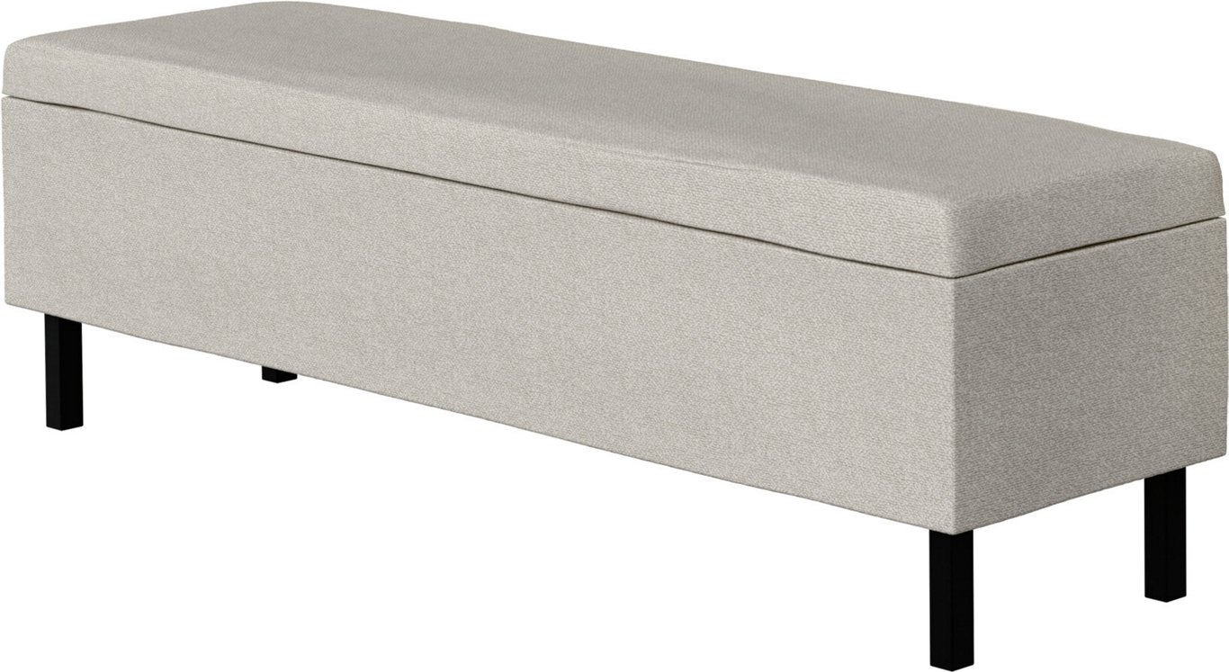 Med oppbevaring, tekstil Bright 630, med svarte metallben