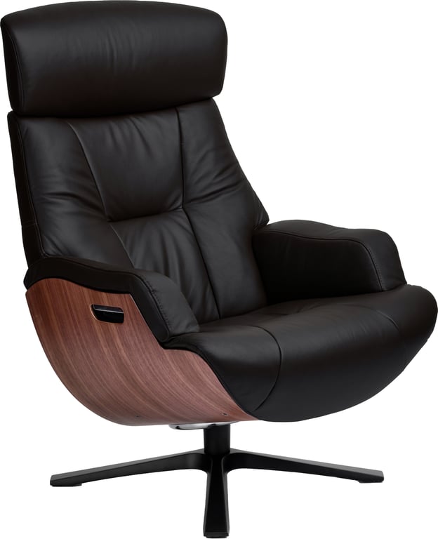 Bilde av Friend hvilestol (skrog i valnøtt eikefiner, quattro svingfot i svart aluminium, hud Fantasy 2514-89 Black )