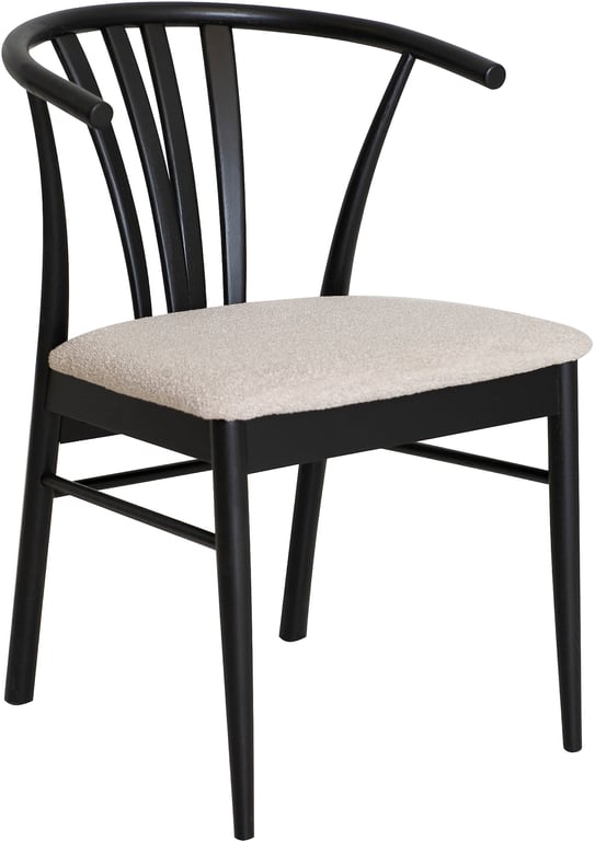 Svartlakkert heltre eik, sete i beige boucle