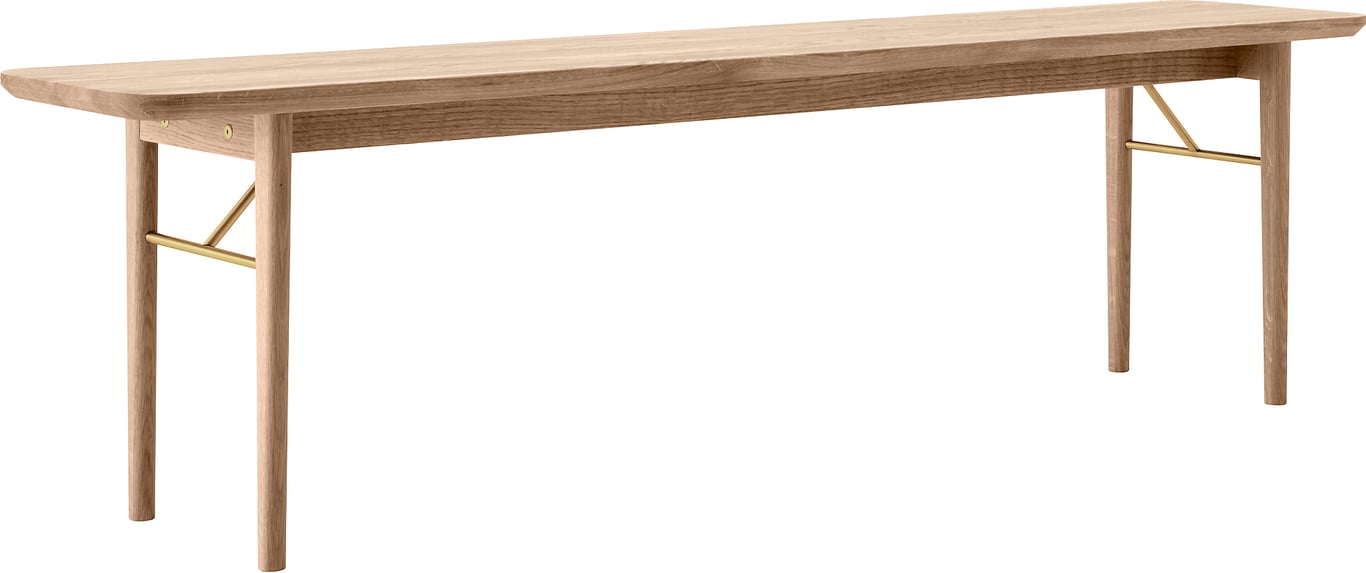 benk med 3-sitteplasser, hvitoljet heltre eik