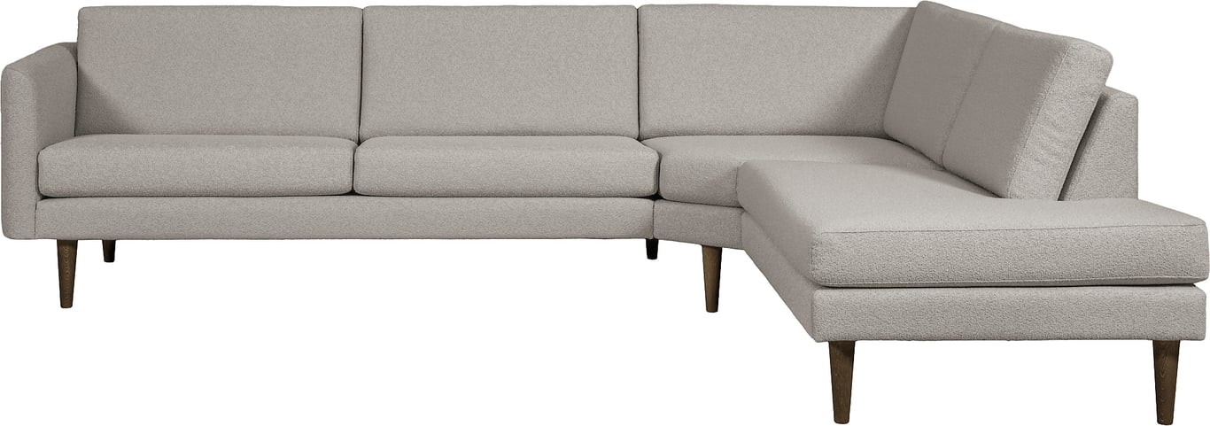 3 seter + stort hjørne + endemodul, armlen 28, stoff Domino light beige
