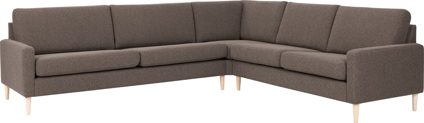 Modulsofa. 3 seter + hjørne + 2,5 seter i stoff Taffie Thule, armlene J5.