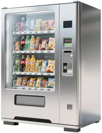 Modern silver vending machine evaluated as replacement equipment