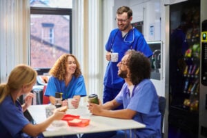 medical staff break time at the break room