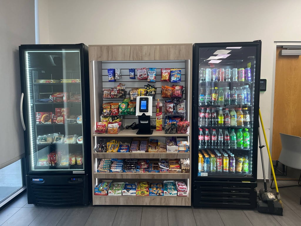 Employees using micro market kiosk