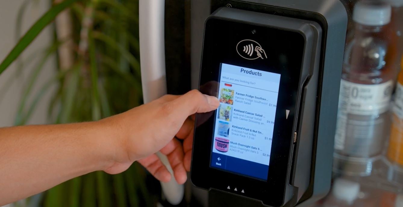 Self-checkout station for a workplace micro market