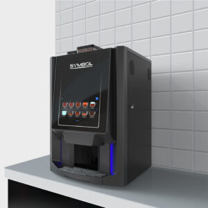 Evoca Symbol bean to cup coffee machine serving espresso drinks in an office breakroom