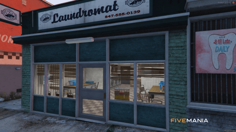 FIVEM Grove Laundromat | Functional Business MLO | Interior & Exterior | Working Machines | Custom Props | Add-On | Optimized | Fivem Ready | High Quality — image 2