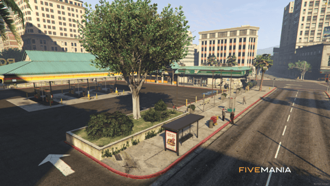 FIVEM Strawberry Legions Square | Enhanced City Square MLO | Custom Props | New Seating Areas | Gas Station | Add-On | Optimized | Fivem Ready | High Quality — image 6