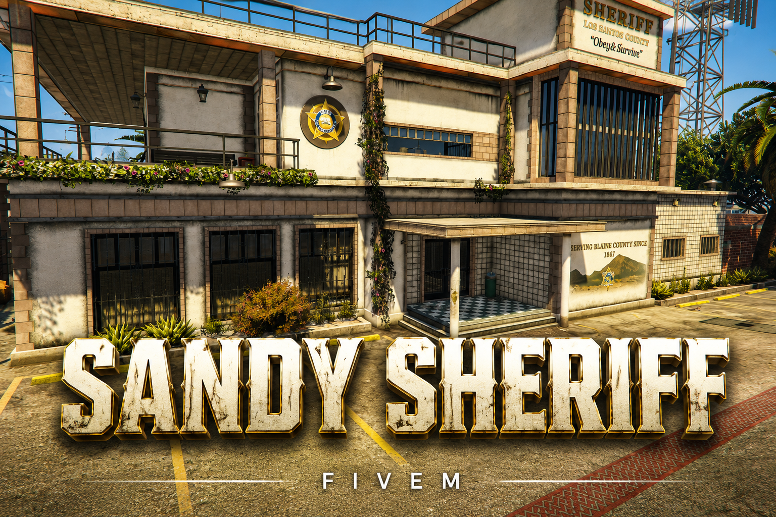 FIVEM Sandy Sheriff | Detailed Law Enforcement MLO | Interior & Exterior | Jail Cells | Office Spaces | Garage | Add-On | Optimized | Fivem Ready | High Quality