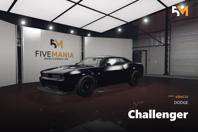 FIVEM Dodge Challenger, Realistic Muscle Car [Unbadged] Add-On
