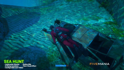 FIVEM Sea Hunt Diving Script | Immersive Underwater Activity Script | Underwater Wrecks & Loot | 9 Locations | Group Missions | Seashark Rental | Add-On | Optimized | Fivem Ready | High Quality, image 9