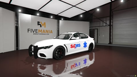 FIVEM Alfa Romeo Giulia | Lore Friendly EMS Sedan | Working Emergency Lights | Push Bar | Custom Livery | Add-On | Optimized | Fivem Ready | High Quality, image 3
