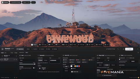 FIVEM Vinewood Sign Studio editor | Interactive Sign Customization Tool | Live Editing | Text & Image Layers | Lighting & Glow | 3D Letters | Add-On | Optimized | Fivem Ready | High Quality, image 4