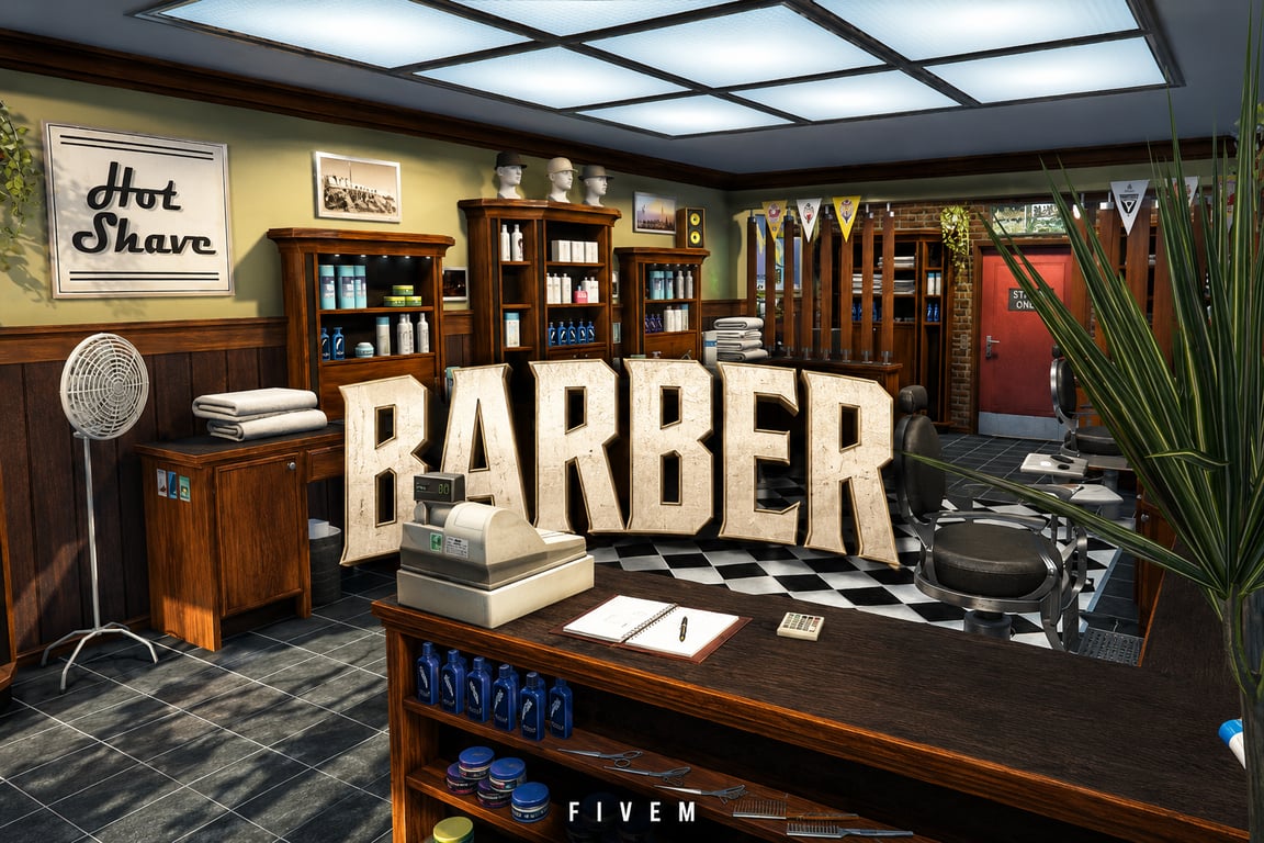 FIVEM Barber | Classic Barber Shop MLO | Interior & Exterior | Custom Props | Optimized | Fivem Ready | High Quality