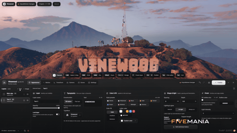 FIVEM Vinewood Sign Studio editor | Interactive Sign Customization Tool | Live Editing | Text & Image Layers | Lighting & Glow | 3D Letters | Add-On | Optimized | Fivem Ready | High Quality, image 3