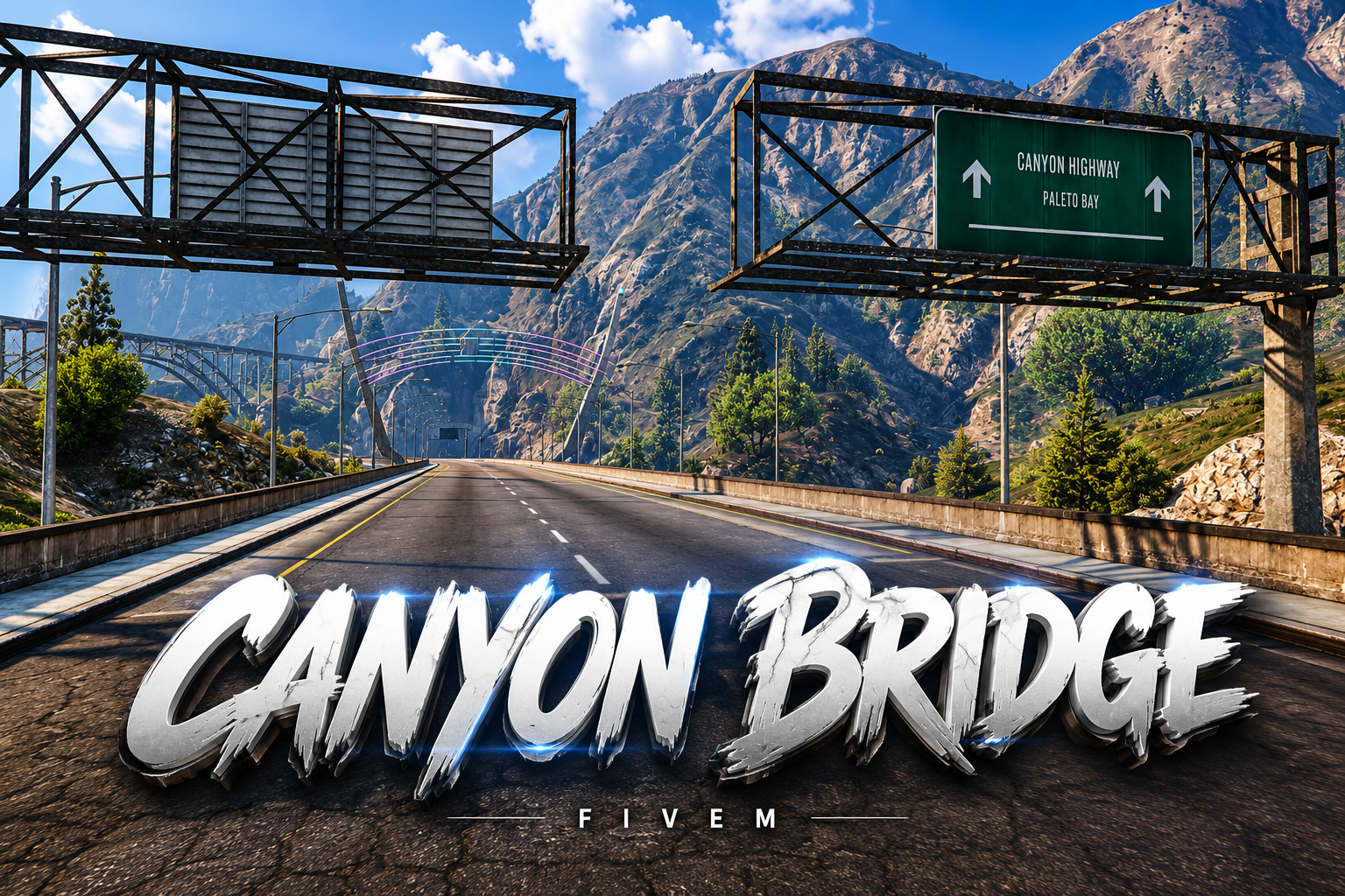 FIVEM Canyon Bridge | Scenic Bridge Map Edit | Custom Lighting | Parking Area | New Roads | Add-On | Optimized | Fivem Ready | High Quality
