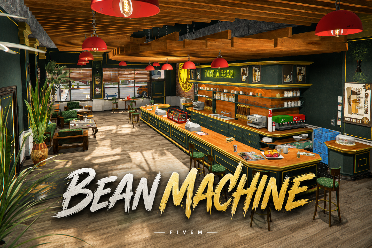 FIVEM Bean Machine | Cozy Coffee Shop MLO | Interior & Exterior | Custom Props | Add-On | Optimized | Fivem Ready | High Quality