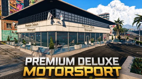 FIVEM Premium Deluxe Motorsport | Iconic Car Dealership MLO | Interior & Exterior | Office & Garage | Add-On | Optimized | Fivem Ready | High Quality cover