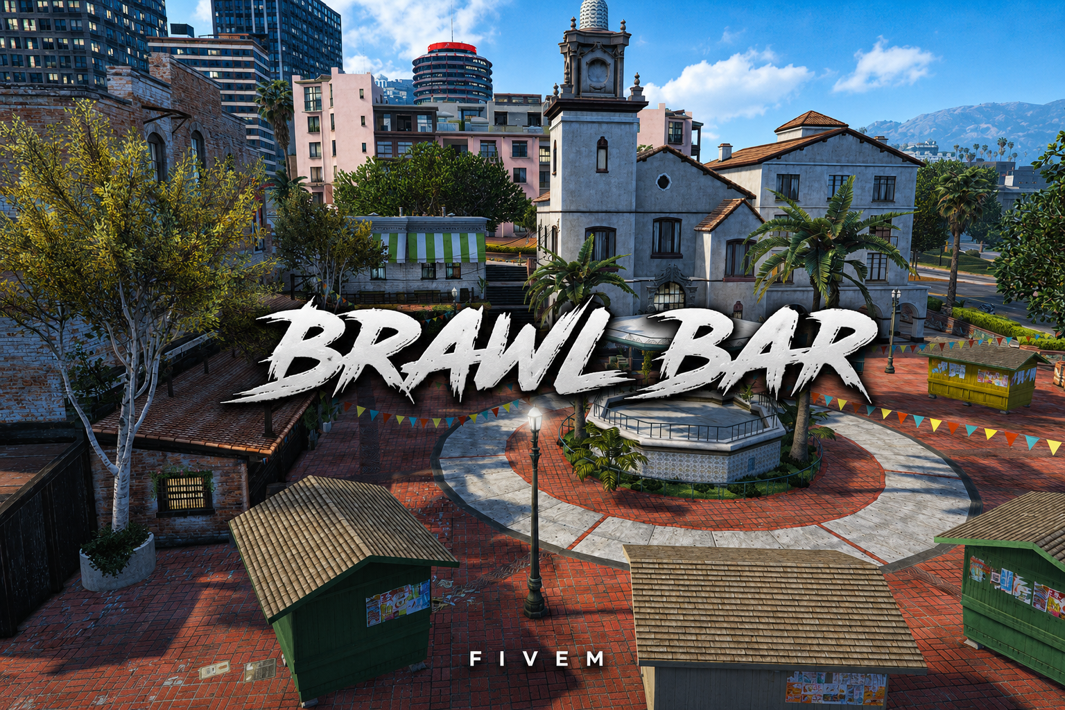 FIVEM Brawl Bar | Lively Town Square MLO | Interior & Exterior | Custom Props | Add-On | Optimized | Fivem Ready | High Quality