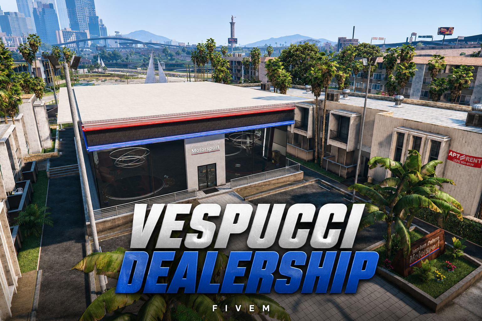 FIVEM Vespucci Dealership | Modern Car Dealership MLO | Interior & Exterior | Office & Showroom | Lore Friendly | Add-On | Optimized | Fivem Ready | High Quality
