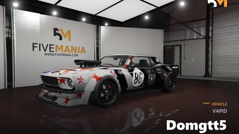 FIVEM Vapid Domgtt5 | Custom Muscle Car Add-On | Custom Liveries | Blower Engine | Widebody Kit | Optimized | Fivem Ready | High Quality cover