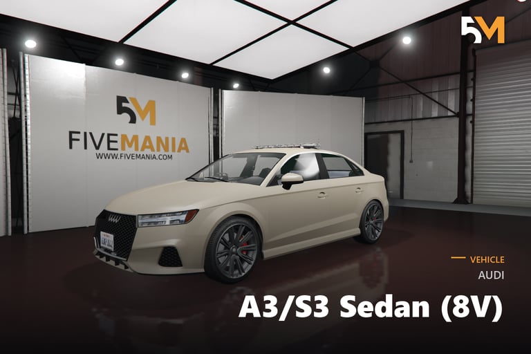 FIVEM Audi A3/S3 Sedan (8V), Realistic Compact Sports Sedan [Unb…