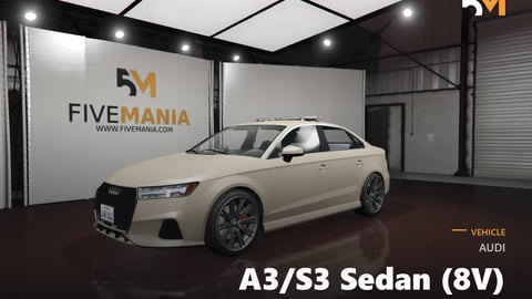 FIVEM Audi A3/S3 Sedan (8V) | Realistic Compact Sports Sedan [Unbadged] Add-On | Interior & Exterior | Working Lights | Custom Wheels | Optimized | Fivem Ready | High Quality cover