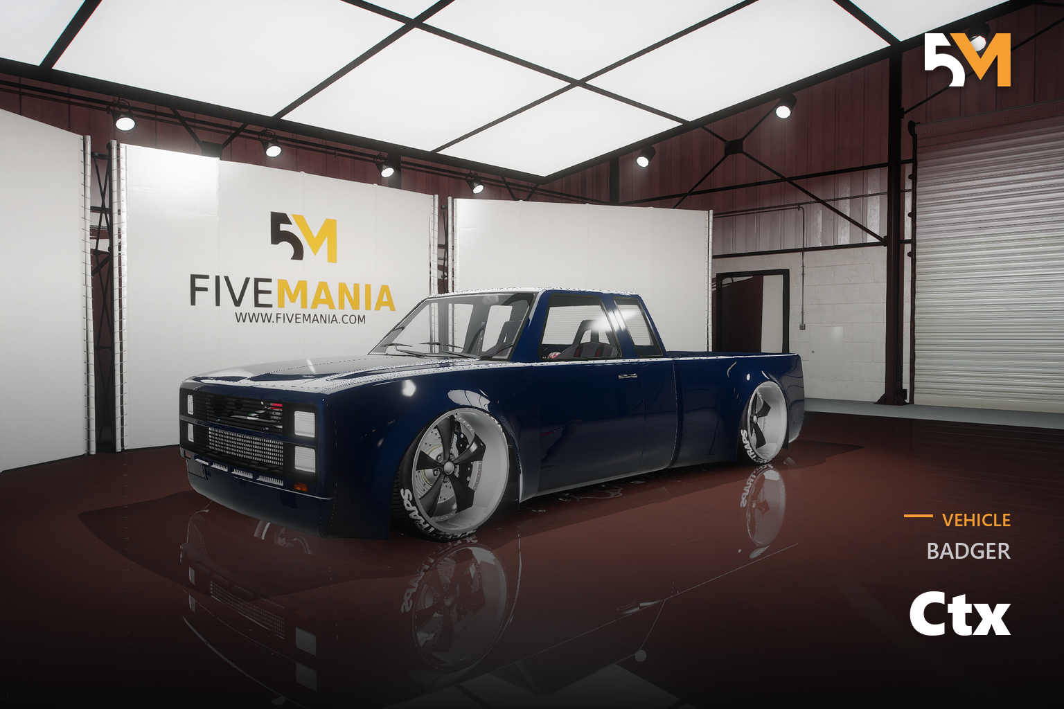 FIVEM Badger Ctx | Custom Lowrider Pickup Truck Add-On | Custom Wheels | Lowered Suspension | Working Lights | Add-On | Optimized | Fivem Ready | High Quality