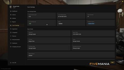 FIVEM Doj Job & Mdt System | Comprehensive Justice System | Job Management | MDT Interface | Locker & Wardrobe Systems | Reports | Add-On | Optimized | Fivem Ready | High Quality, image 23