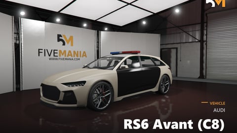 FIVEM Audi RS6 Avant (C8) | Realistic Police Wagon [Unbadged] Add-On | Working Emergency Lights | HQ Interior | Optimized | Fivem Ready | High Quality cover