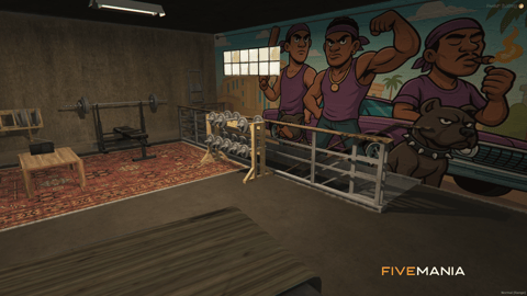 FIVEM Ballas Stash | Gang Hideout MLO | Gym & Bar | Storage Area | Lore-Friendly Mural | Add-On | Optimized | Fivem Ready | High Quality — image 3