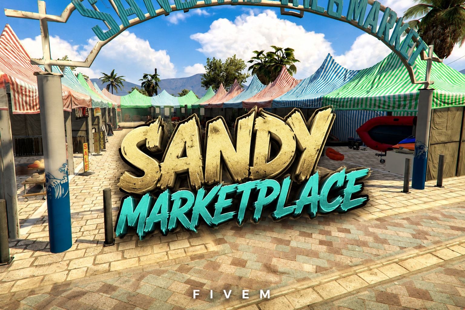 FIVEM Sandy Marketplace | Vibrant Outdoor Marketplace MLO | Multiple Stalls | Unique Props | Custom Map Edit | Add-On | Optimized | Fivem Ready | High Quality