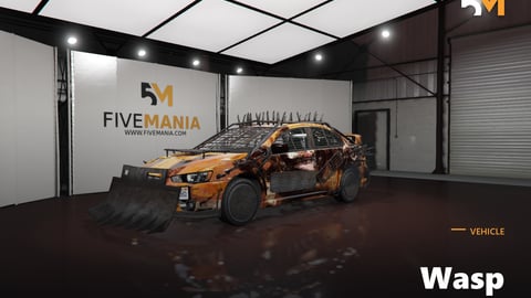 FIVEM Wasp | Apocalyptic Battle Car [Unbadged] Add-On | Custom Armor | Spikes & Plow | Unique Livery | Add-On | Optimized | Fivem Ready | High Quality cover