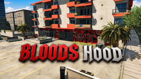 FIVEM Bloods Hood | Custom Gang Territory MLO | Interior & Exterior | Custom Graffiti | Underground Garage | Add-On | Optimized | Fivem Ready | High Quality cover