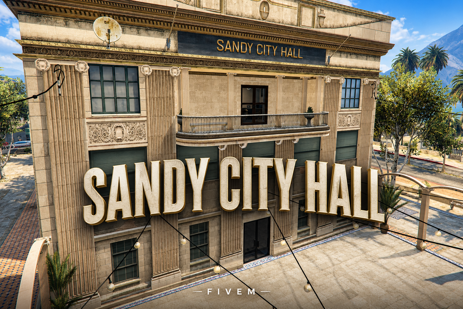 FIVEM Sandy City Hall | Grand Public Building MLO | Interior & Exterior | Public Services | Offices & Mailboxes | Add-On | Optimized | Fivem Ready | High Quality