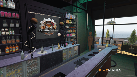 FIVEM Tuning Bar Mechanic | Modern Garage & Restaurant MLO | Interior & Exterior | Rooftop Terrace | Custom Props | Add-On | Optimized | Fivem Ready | High Quality — image 9
