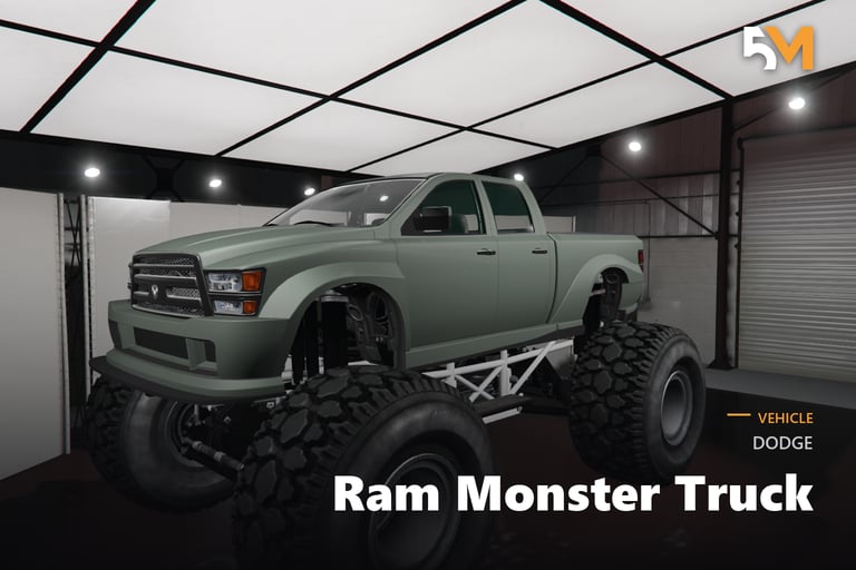 FIVEM Dodge Ram Monster Truck, Realistic Monster Truck [Badged]…