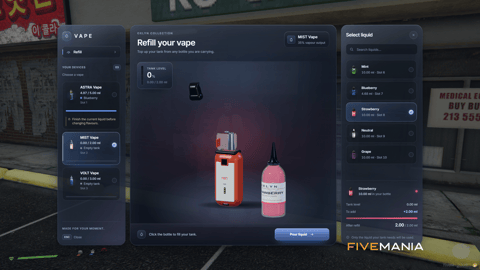 FIVEM Cloud Nine Vapes Script | Realistic Vaping System | Custom UI | Vape Shop | Refillable E-Liquids | Add-On | Optimized | Fivem Ready | High Quality, image 19