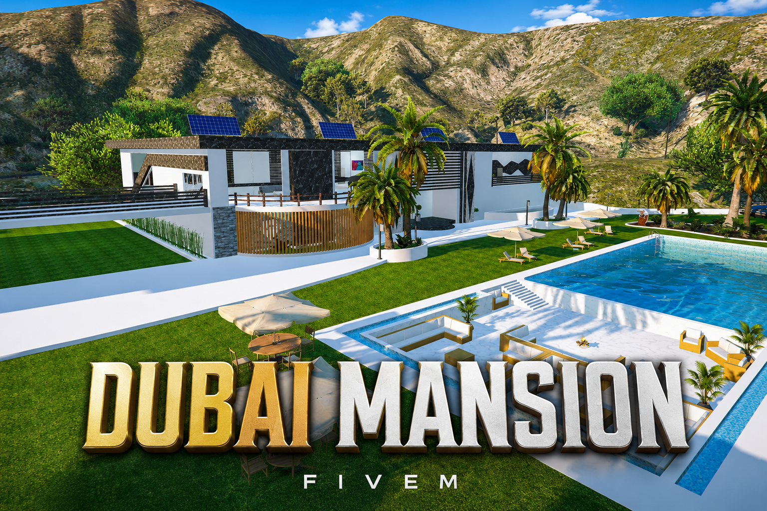 FIVEM Dubai Mansion | Luxury Modern Estate | Interior & Exterior | Pool & Garage | Home Cinema | Game Room | Add-On | Optimized | Fivem Ready | High Quality