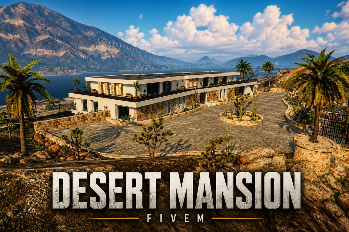FIVEM Desert Mansion | Luxury Modern Estate | Interior & Exterior | Rooftop Patio | Outdoor Bar | Add-On | Optimized | Fivem Ready | High Quality