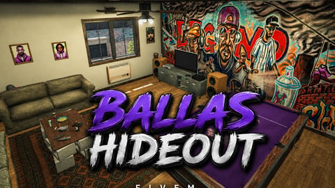 FIVEM Ballas Hideout | Custom Gang Hideout MLO | Interior & Exterior | Custom Props | Graffiti Art | Pool Table | Add-On | Optimized | Fivem Ready | High Quality cover