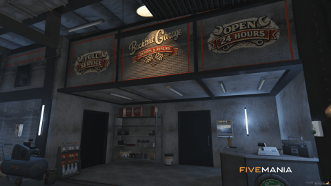 FIVEM Backstreet Garage | Detailed Mechanic Shop MLO | Interior & Exterior | Custom Props | Repair Bays | Office & Lounge | Add-On | Optimized | Fivem Ready | High Quality — image 4