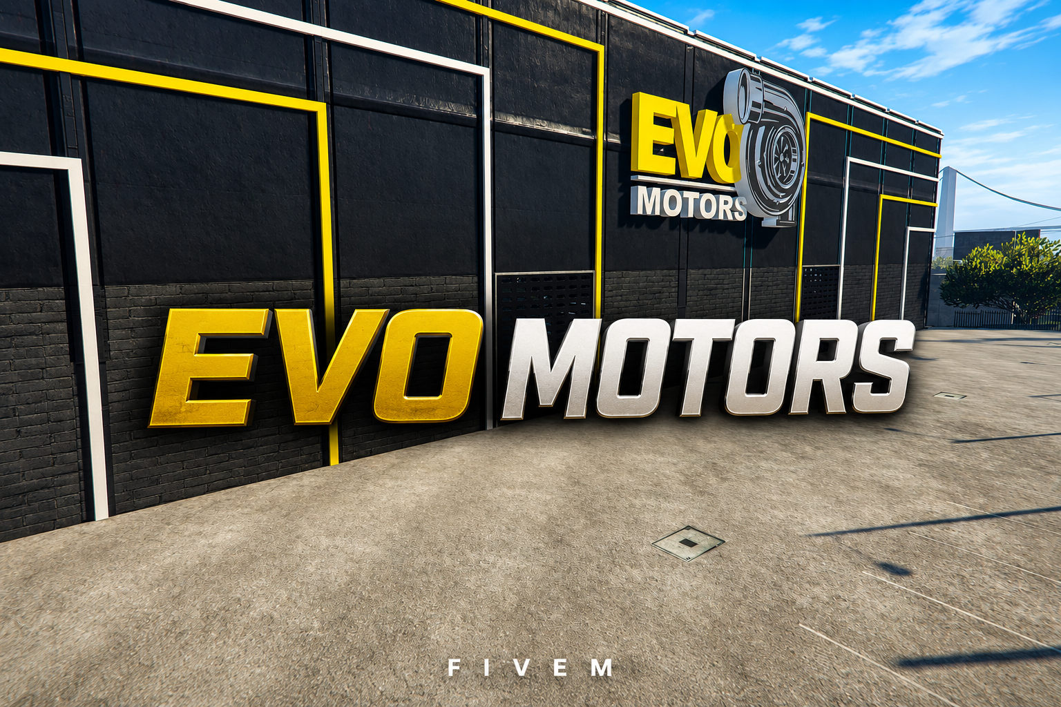 FIVEM Evo Motors | Luxury Dealership & Mechanic MLO | Interior & Exterior | Office & Restaurant | Helipads | Add-On | Optimized | Fivem Ready | High Quality