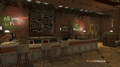 FIVEM Al Dentes Restaurant | Authentic Italian Dining MLO | Interior & Exterior | Rooftop Terrace | Full Kitchen | Bar Area | Add-On | Optimized | Fivem Ready | High Quality — image 6