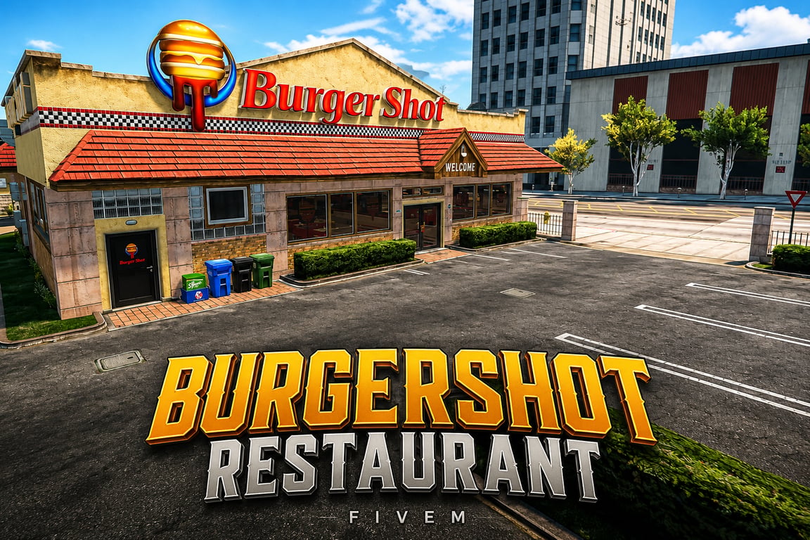 FIVEM Burgershot Restaurant | Iconic Fast Food Restaurant MLO | Interior & Exterior | Detailed Kitchen | Dining Area | Restrooms | Add-On | Optimized | Fivem Ready | High Quality