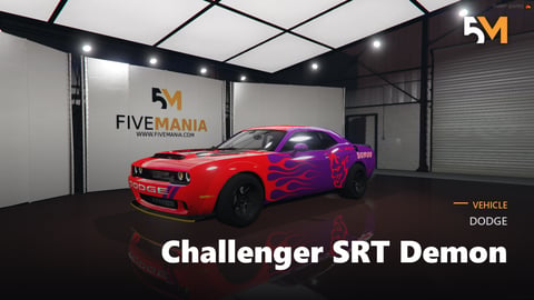 FIVEM Dodge Challenger SRT Demon | Realistic Sports Car [Badged] Add-On | Custom Livery | Custom Wheels | Optimized | Fivem Ready | High Quality cover