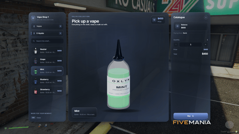 FIVEM Cloud Nine Vapes Script | Realistic Vaping System | Custom UI | Vape Shop | Refillable E-Liquids | Add-On | Optimized | Fivem Ready | High Quality, image 8