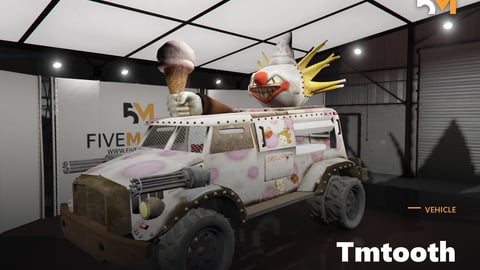 FIVEM Tmtooth | Armored Ice Cream Truck [Unbadged] Add-On | Miniguns | Custom Clown Head | Off-Road Ready | Add-On | Optimized | Fivem Ready | High Quality cover